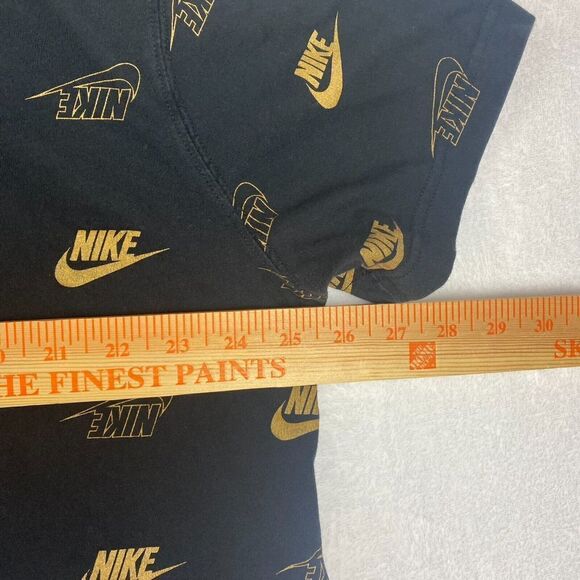 Nike Cropped Shirt Womens Size 1X Black Gold Metallic Logo Repeat Short Sleeve - Picture 4 of 7